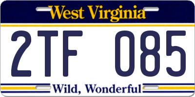 WV license plate 2TF085