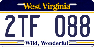 WV license plate 2TF088