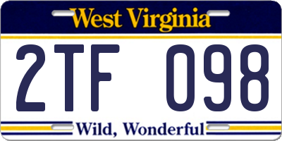 WV license plate 2TF098