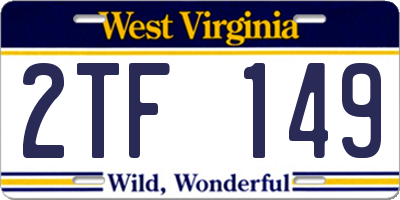 WV license plate 2TF149
