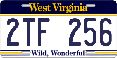 WV license plate 2TF256