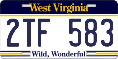 WV license plate 2TF583