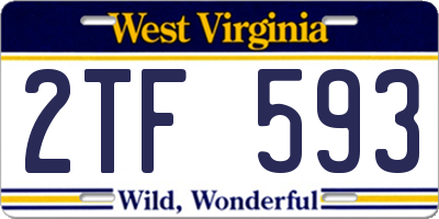 WV license plate 2TF593