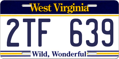WV license plate 2TF639
