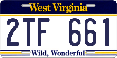WV license plate 2TF661