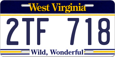 WV license plate 2TF718