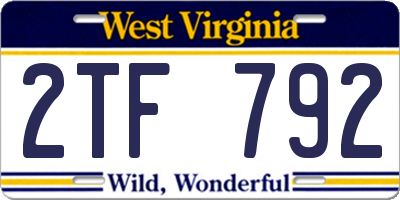WV license plate 2TF792
