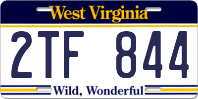 WV license plate 2TF844