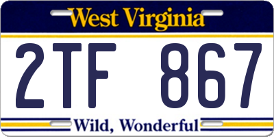 WV license plate 2TF867
