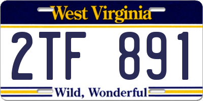 WV license plate 2TF891