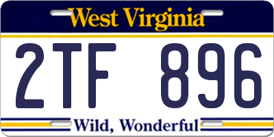 WV license plate 2TF896