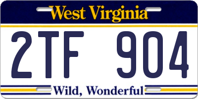 WV license plate 2TF904