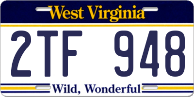 WV license plate 2TF948