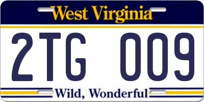 WV license plate 2TG009