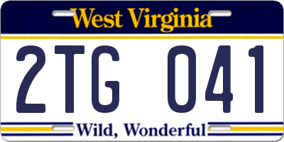 WV license plate 2TG041