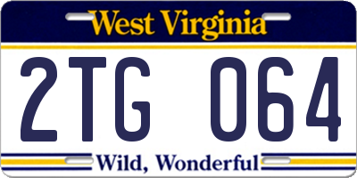 WV license plate 2TG064