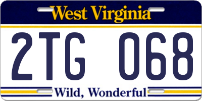 WV license plate 2TG068