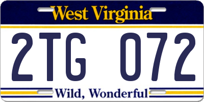WV license plate 2TG072