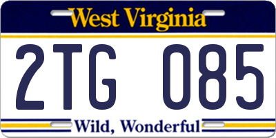 WV license plate 2TG085