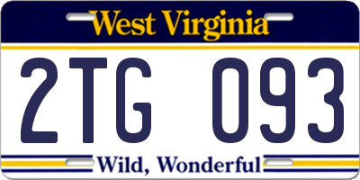 WV license plate 2TG093