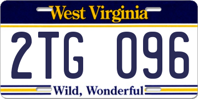 WV license plate 2TG096