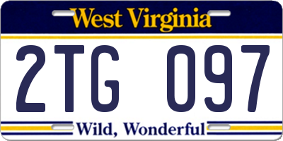 WV license plate 2TG097
