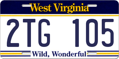 WV license plate 2TG105