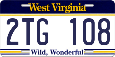 WV license plate 2TG108