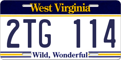 WV license plate 2TG114