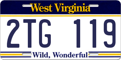 WV license plate 2TG119
