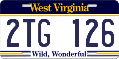 WV license plate 2TG126