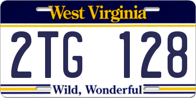 WV license plate 2TG128