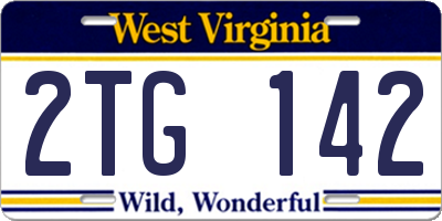 WV license plate 2TG142
