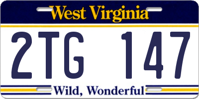 WV license plate 2TG147