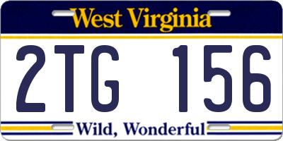 WV license plate 2TG156