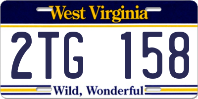WV license plate 2TG158