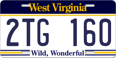 WV license plate 2TG160