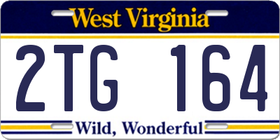 WV license plate 2TG164