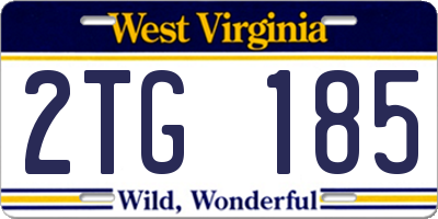 WV license plate 2TG185