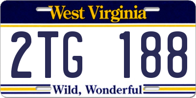 WV license plate 2TG188