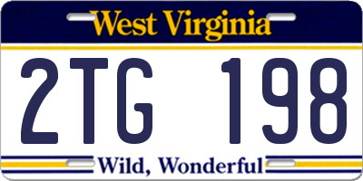 WV license plate 2TG198