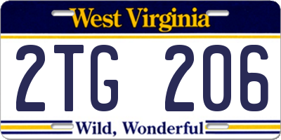 WV license plate 2TG206