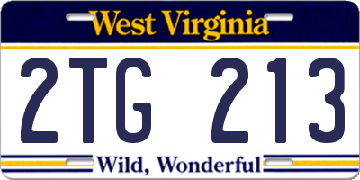 WV license plate 2TG213