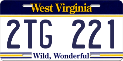 WV license plate 2TG221