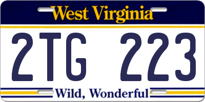 WV license plate 2TG223