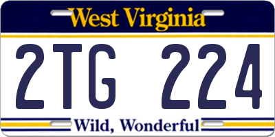 WV license plate 2TG224