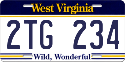 WV license plate 2TG234