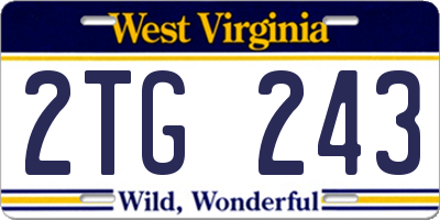 WV license plate 2TG243