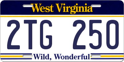 WV license plate 2TG250