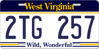 WV license plate 2TG257